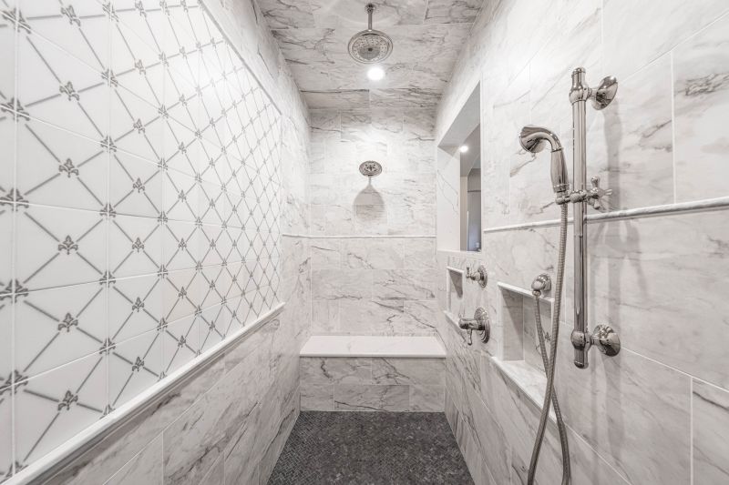 Marble Accented Shower with Bench